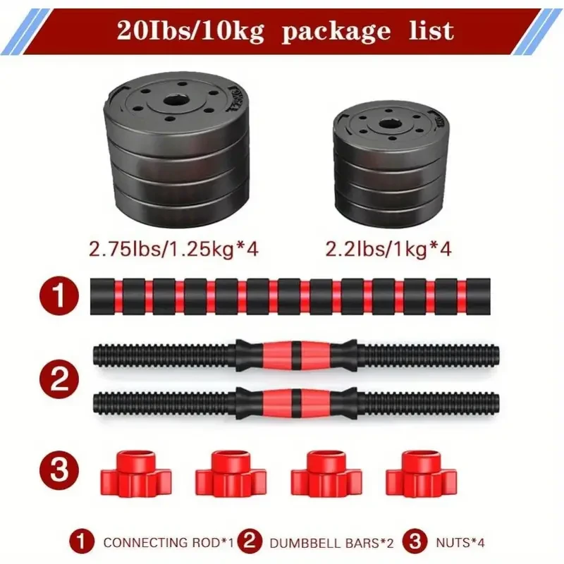 Adjustable Dumbbells Sets - 20/30/40/60/80lbs Free Weights Set of 2, Convertible to Barbell, Lightweight for Home Gym