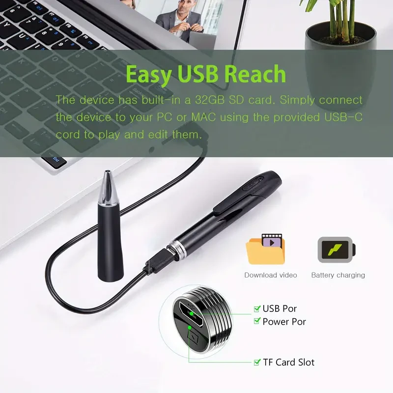 1pc Mini Portable 1080P HD Security Camera with 32GB Memory Card, Video Recording, Indoor/Outdoor Surveillance, Body Camera for Lectures, Class, Office, Business Meeting