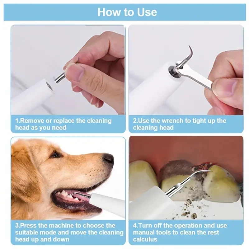 Tartar Remover Kit - Effectively Removes Plaque, Tartar, and Stains, Gently Cleans Teeth for a Healthy Smile, Specifically Designed for Canine Oral Care, Includes Pet Toothbrush Cleaner for Easy Maintenance