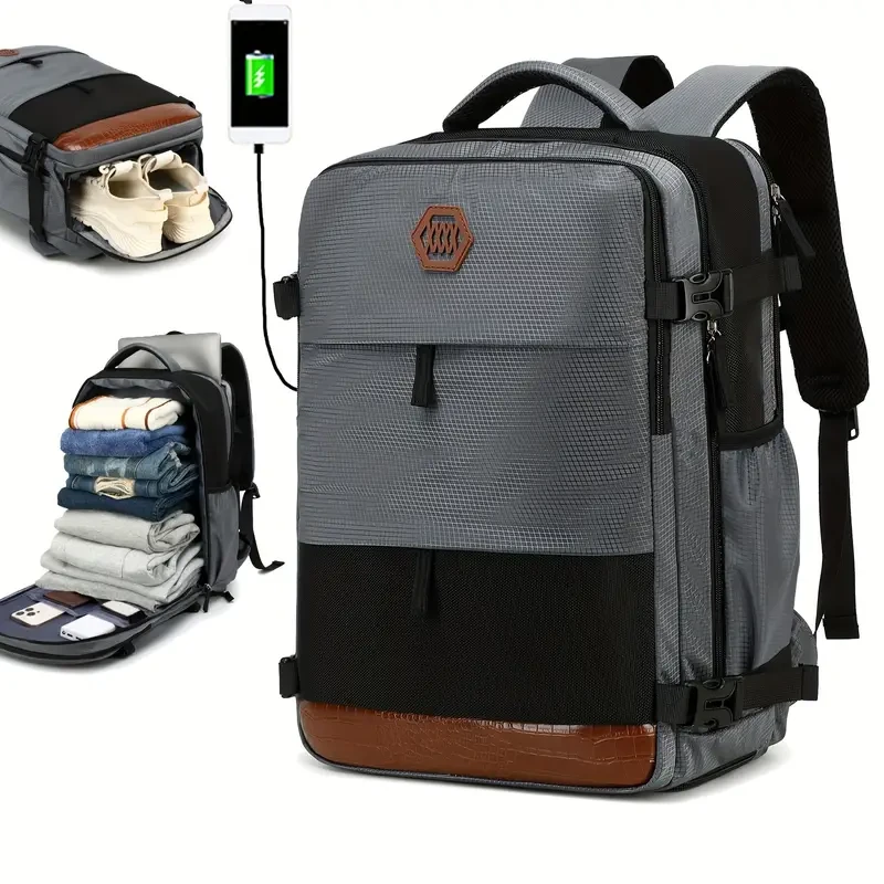 Men's Travel Backpack, Waterproof Computer Backpack, With Shoe Compartment, Computer Carry-on Backpack