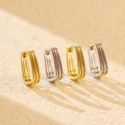 Silver Geometric Delicate Earrings Women