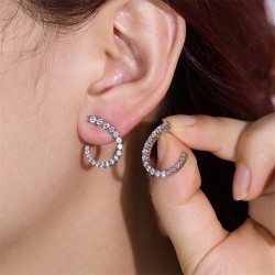 Women's C-shaped Stud Earrings With Rhinestones Fashion Zircon Simple Earrings