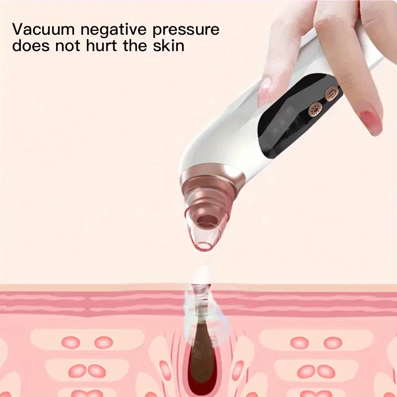 Heated Beauty Device, Electric Facial Cleaning Beauty Device, with 5 Suction Heads, LCD Screen and Base