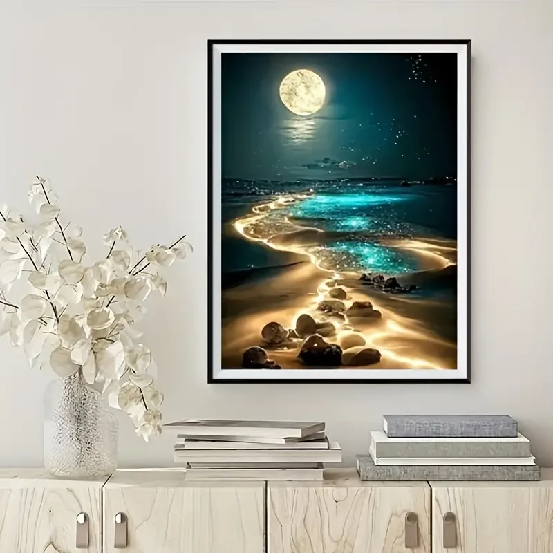 Moonlit Beach 5D Diamond Painting Kit for Adults