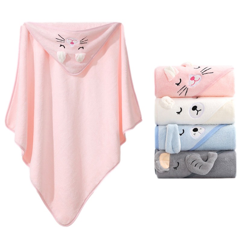 Cartoon Animal Baby Bath Towels Soft Newborn Hooded Towel Blanket, Toddler Bathrobe