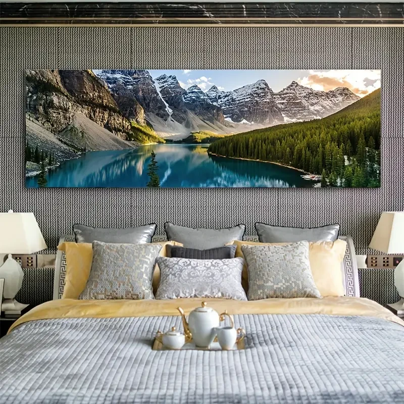 Breathtaking Lake Forest Mountain Scenery Wall Art Decor