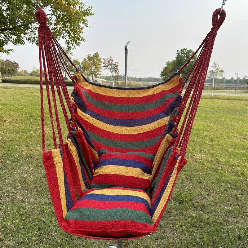 Colorful Striped Canvas Hammock Chair Durable Indoor/Outdoor Camping Swing Seat