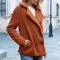 Womens Loose Lapel Fluffy Coat Button Jacket Cardigan for Winter