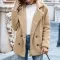 Womens Loose Lapel Fluffy Coat Button Jacket Cardigan for Winter