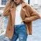 Womens Loose Lapel Fluffy Coat Button Jacket Cardigan for Winter