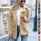 Womens Loose Lapel Fluffy Coat Button Jacket Cardigan for Winter
