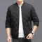 Mens Rhombic-Sewing Cotton Coat Thickened Winter Baseball Jacket with Casual Solid Color Design