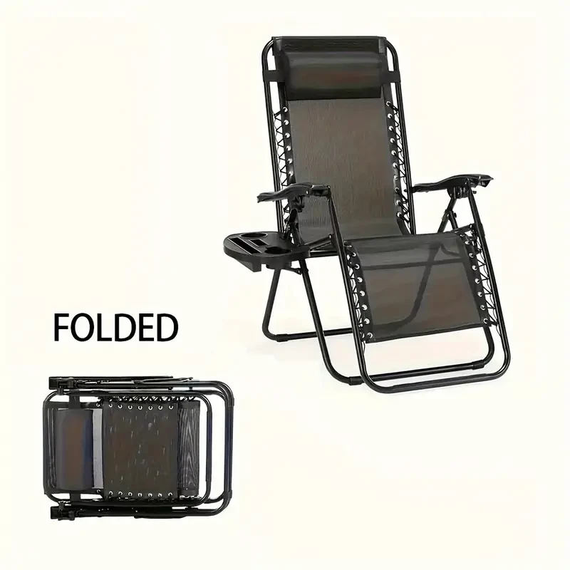 Zero Gravity Lounger  with Cup Holder and Adjustable Pillow