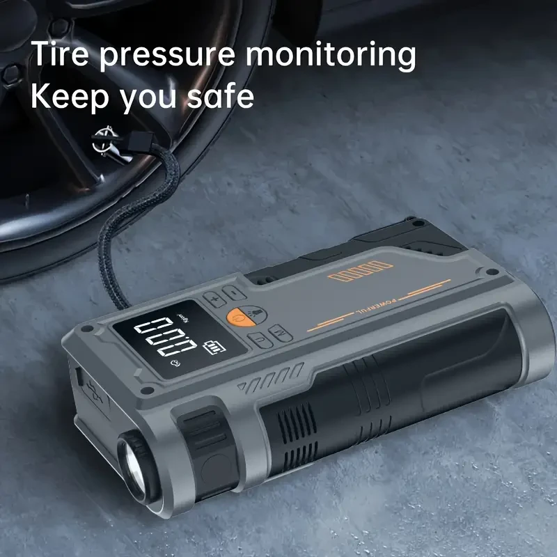 Semi-Automatic Car Jump Starter with Portable Air Compressor
