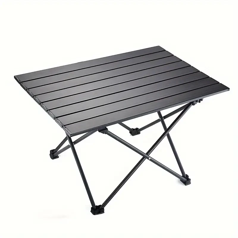 Stainless Steel Casual Style Portable Table - Foldable with Leg Base, Tough Parts, Steel Pipe Support, Steady Foot Pad, Rivet Reinforcement