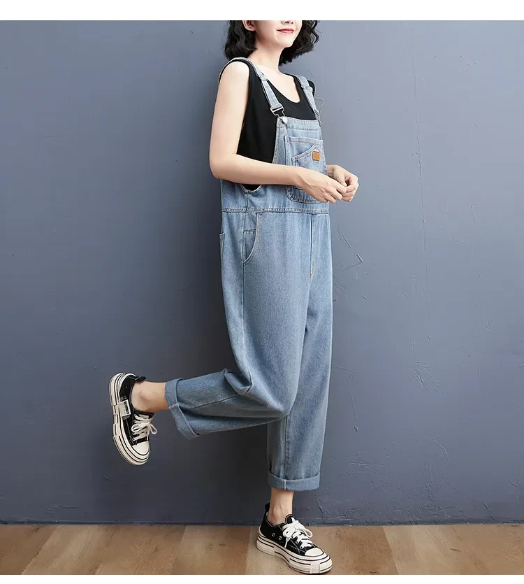 Women's Real Wash Washed Denim Overalls