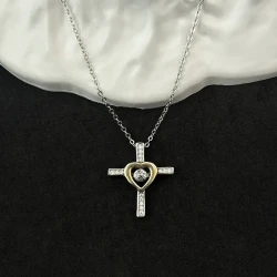 Cross Pendant Necklace Two-color Love