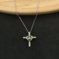 Cross Pendant Necklace Two-color Love