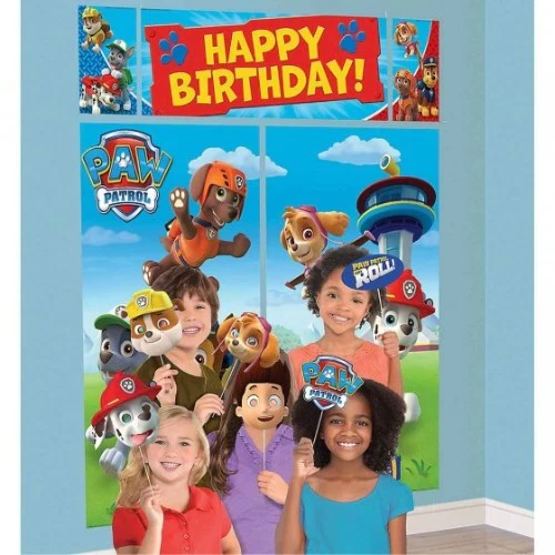Paw Patrol Happy Birthday Scene Setter  - Pack of 17