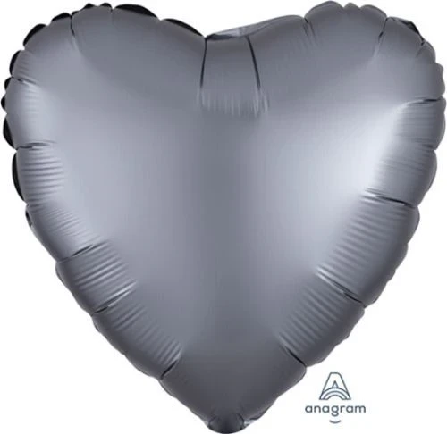 45cm Standard Balloon HX Satin Luxe Graphite Heart
