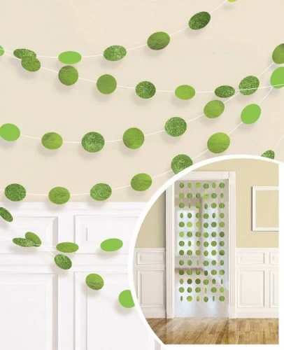 String Decorations Glitter Round - Kiwi (6 units) - Pack of 6