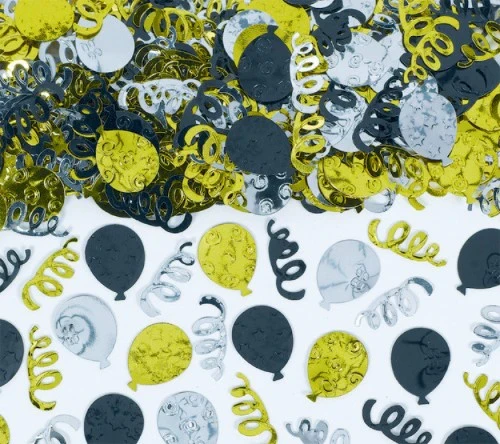 Party Balloons Confetti - Black, Silver & Gold