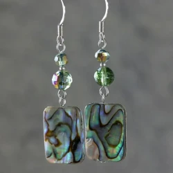 Vintage Beaded Shell Pendant Earrings