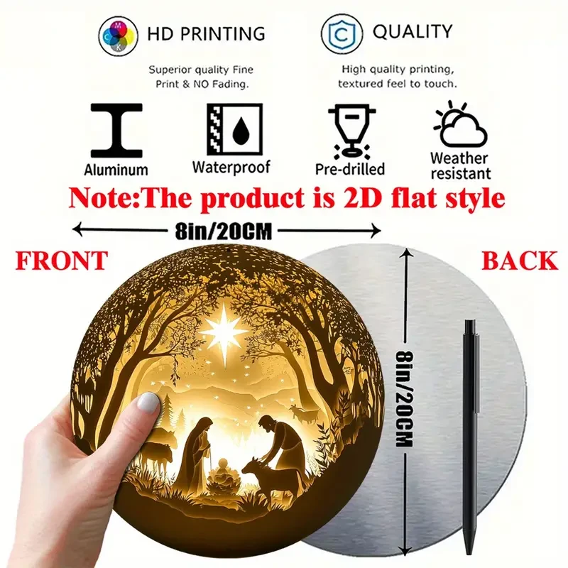 Jesus Birth Scene Decorative Wall Art, 20.32x20.32 cm