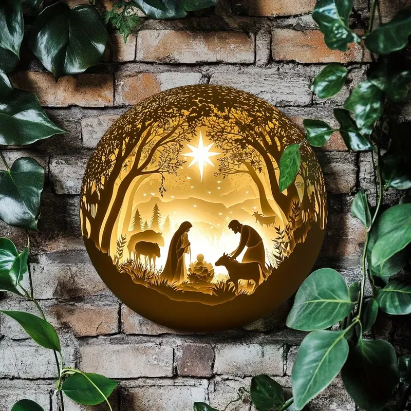 Jesus Birth Scene Decorative Wall Art, 20.32x20.32 cm