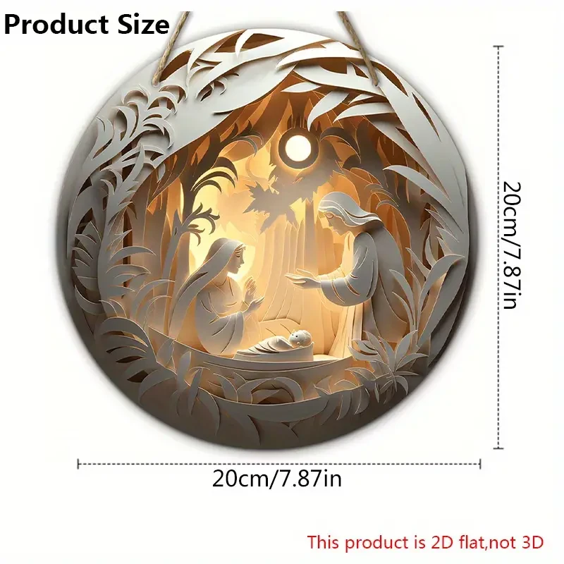 2D Relief Jesus Birth Family Round Wall Hanging Decor