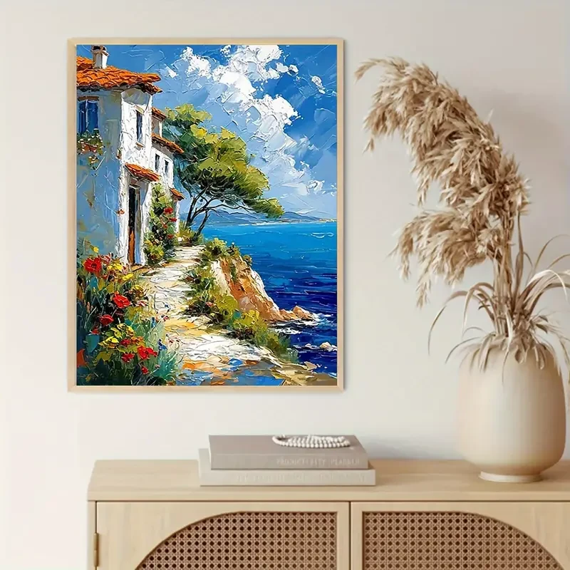 Coastal Town Scenery Canvas Print Poster