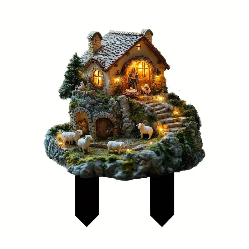 Classic Nativity Scene Acrylic Garden Sign 29.97cm x 22.35cm