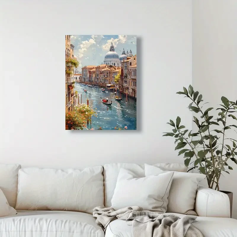 Venice Canals Scene - 30.48x40.64cm Unframed Canvas Art Print