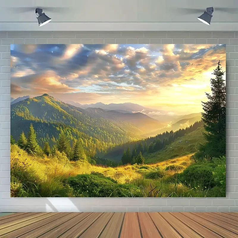 Polyester Mountain Scenery Backdrop - Universal Fit for All Occasions