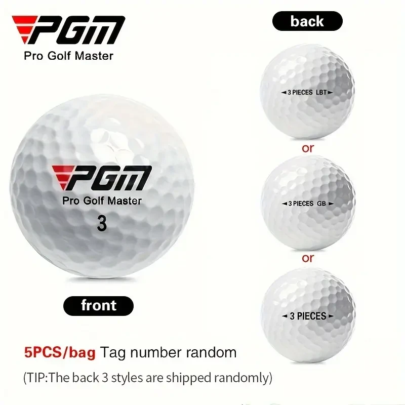 5pcs White Three-Layer Golf Balls 44g, Hardness 80, Game-Ready Golf Accessories