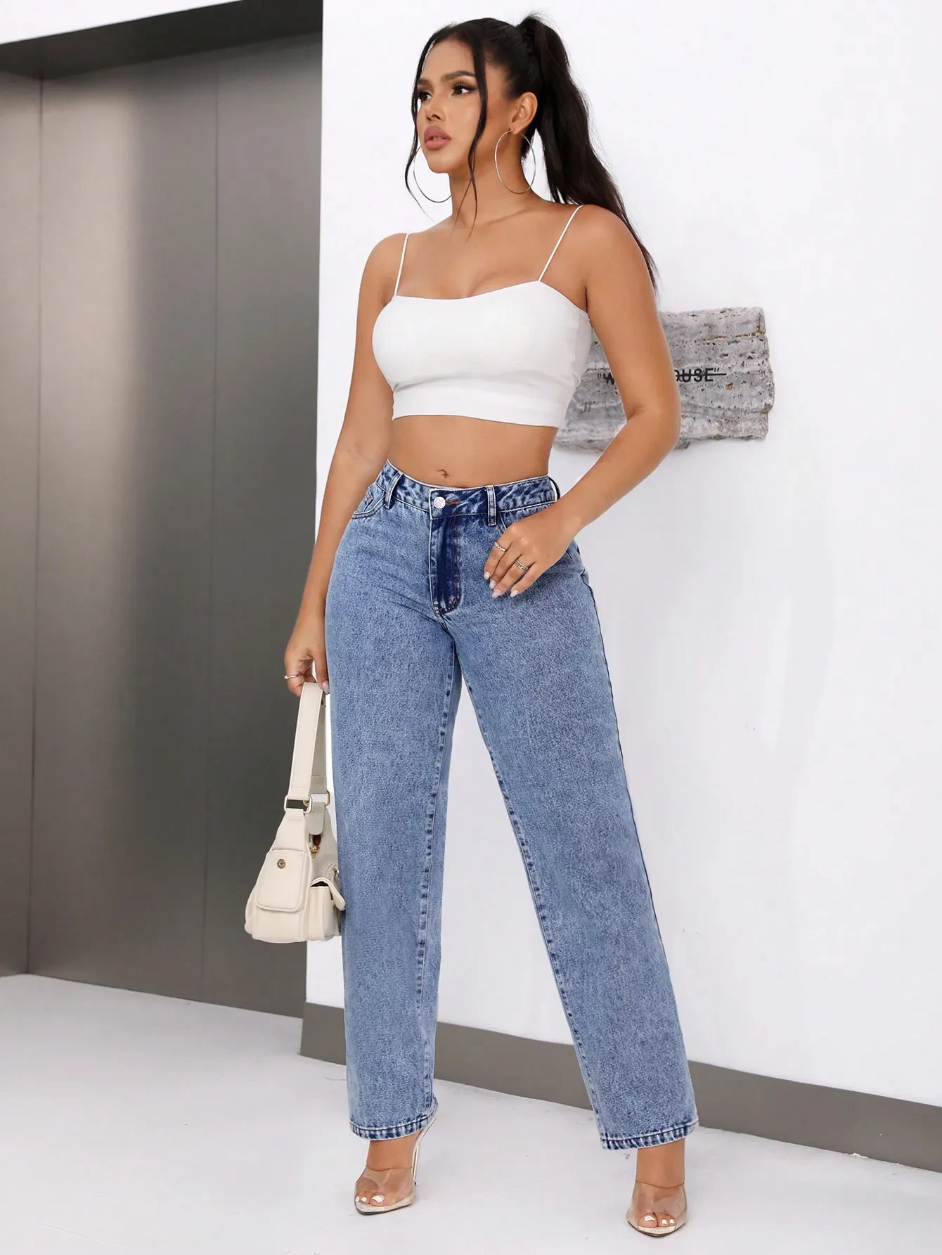 Women's Retro Fashion High Waist Denim Straight