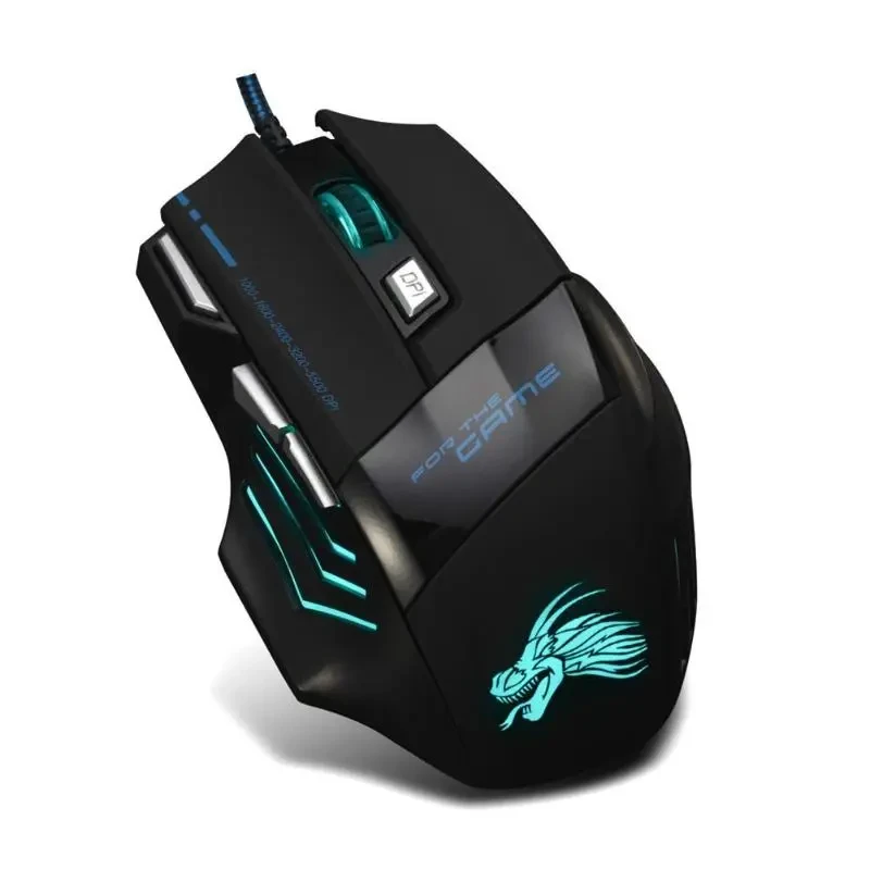 Wired Gaming Mouse 5500DPI 7-Color LED Backlight Optical Mouse Gamer USB 7 Buttons PC Gamer Computer Laptop Desktop Mice