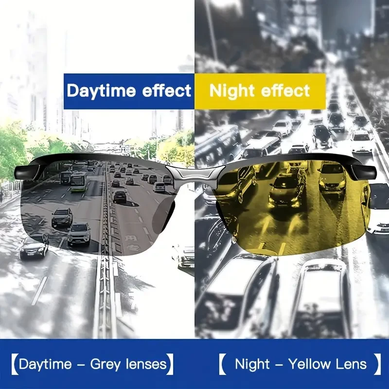 2PCS Pro Night Vision Driving Glasses - Enhance Visibility, Anti-Glare, Semi Rimless Design, UV400 Protection, Comfortable Eyewear For Safe Nighttime Driving And Motorsport Enthusiasts