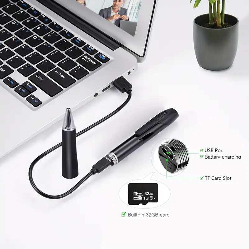 Full HD 1080P Mini Security Camera Pen - Portable with Local Recording