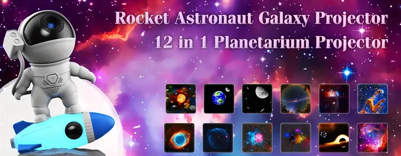 1pc Rocket Astronaut Galaxy Projector Night Light, Lamp And 13 Pieces Of Movie Sky Projector, 360 Rotation, For Bedroom Planetarium, Holiday Party Gift