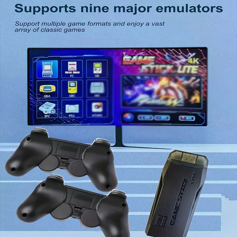 2-in-1 Retro Handheld Game Console M8, Black, USB Powered, 36V, ABS Resin, with Dual Wireless Controllers, 2.4G Wireless Receiver, USB Cable, TF Card, 9 Modes, Traditional Gaming System for Adults