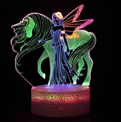 Unicorn,3D Dynamic Night Light, Power By USB or Battery, Dynamic Changing color