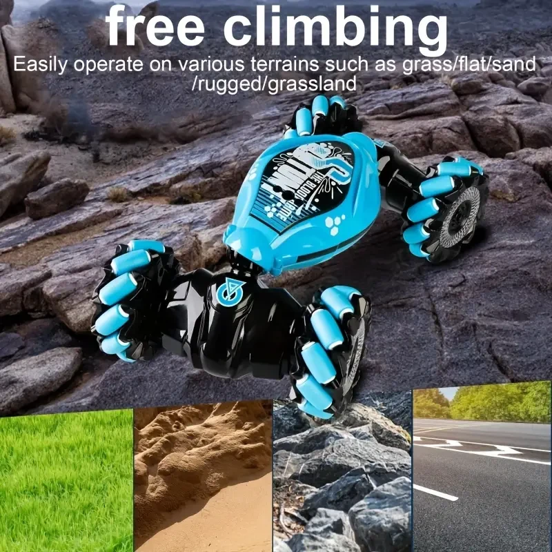 LED-Lit Gesture-Controlled Stunt RC Car Transforming, Climbing, & Rechargeable