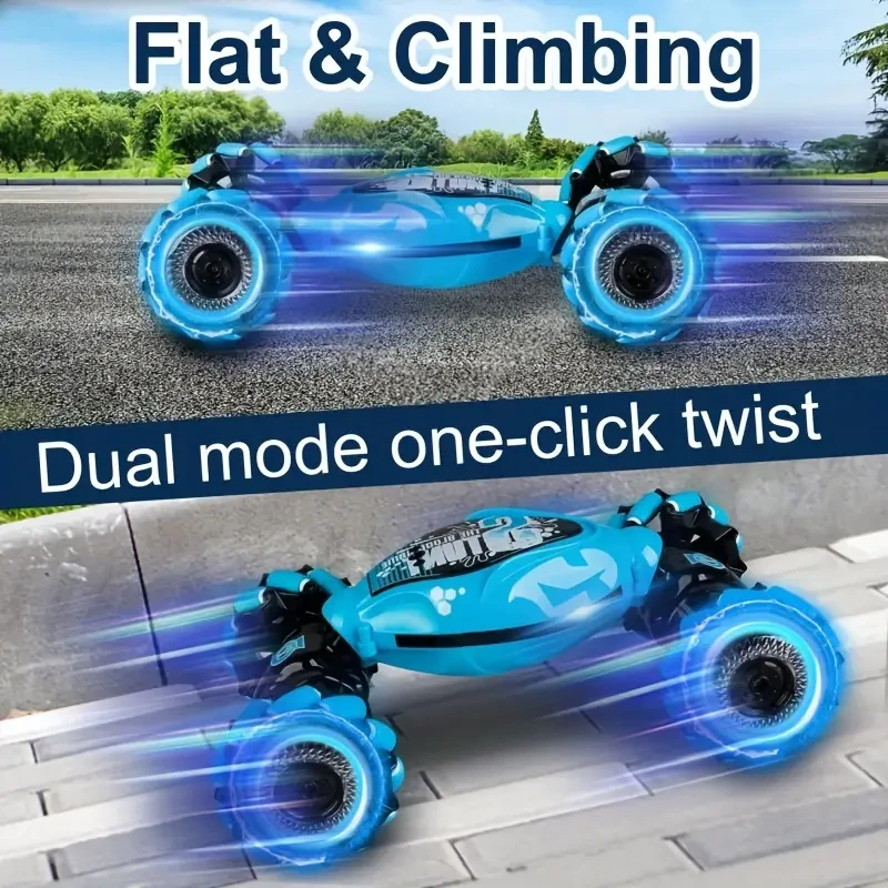 LED-Lit Gesture-Controlled Stunt RC Car Transforming, Climbing, & Rechargeable
