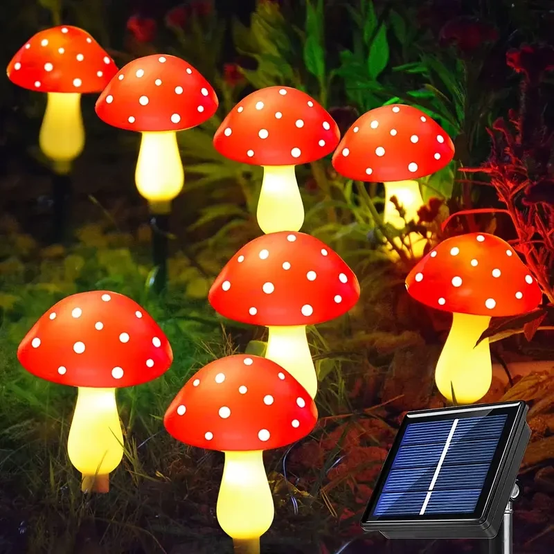 8pcs Solar Mushroom Lights  Outdoor Garden Pathway Decor, 8 Modes, IP65 Waterproof