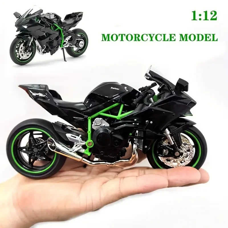 1:12 Alloy Motorcycle Toy Model  Black Motorcycle with Sound & Light Effects