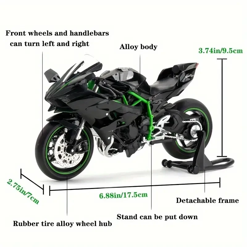 1:12 Alloy Motorcycle Toy Model  Black Motorcycle with Sound & Light Effects