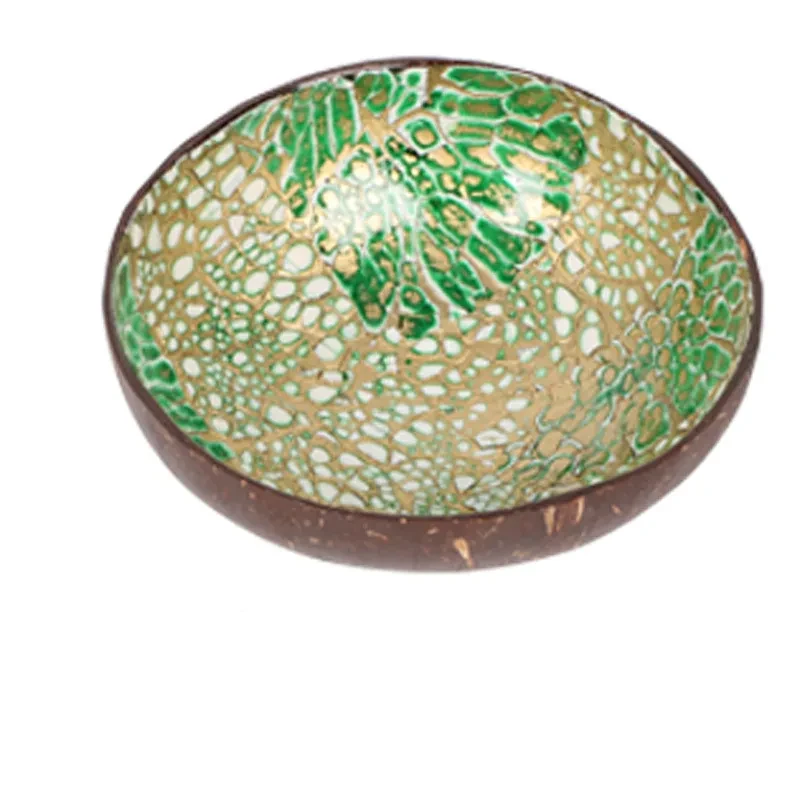 Coconut Shell Bowl Natural Shell Inlaid Color Coconut Shell Tableware Bowl Home Decoration Storage Bowl Thai Decoration