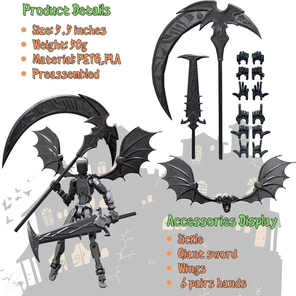 3D Printed Reaper Robot Model Multi-Jointed Movable Desktop Decoration Action Figure