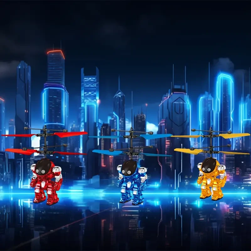 Interactive Mech Warrior Sensing Aircraft Glowing Flying Toy with Advanced Sensors